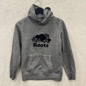 ROOTS Canada Beaver Hoodie Sweathirt  Pullover Kids Size XL 11-12 Year Old Gray